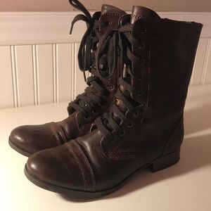 Candies Brown Combat Boots Worn Once